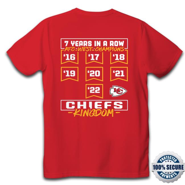 Kansas City Chiefs 7 Years In A Row Afc West Champions 2022 Chiefs Kingdom Sweater Kansas City Chiefs 7 Years In A Row Afc West Champions 2022 Chiefs Kingdom Classic Shirt