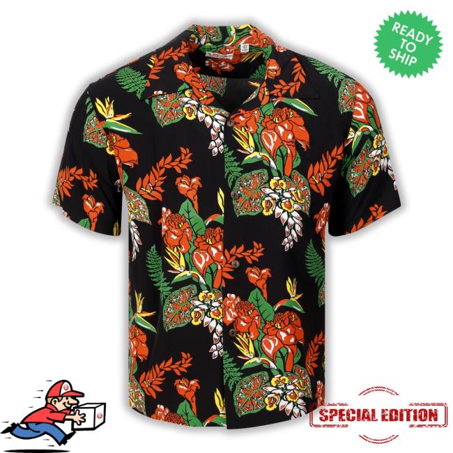 Sugarcanejeans Merch Black Flourish Flowers Ss38322 Short Sleeve Hawaiian Tee Shirt