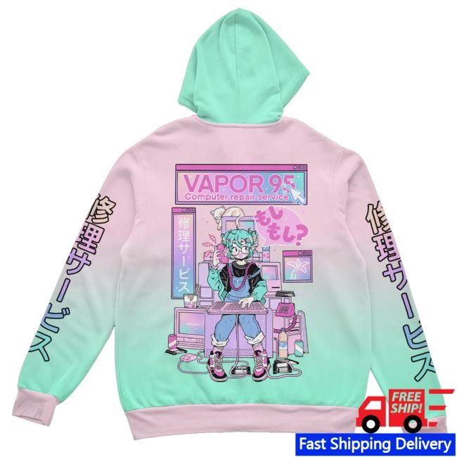 Official Vapor95 Merch Repair Service Zip Up Sweatshirt