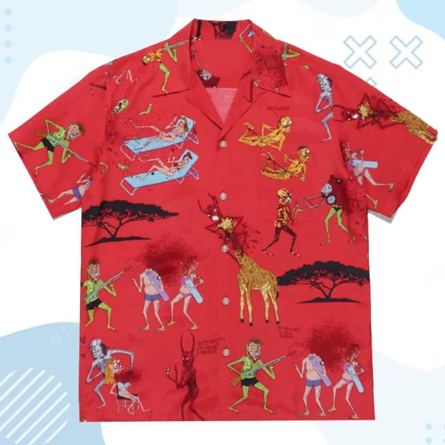 Hypebeast Merch Shop Neck Face And Wacko Maria Cover Hawaiian Shirts With Frightening Illustrations Classic Shirt