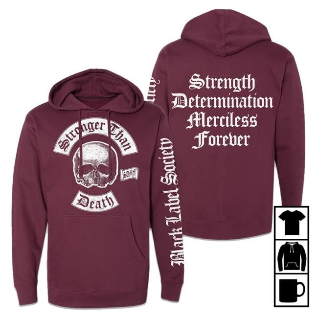 Official Black Label Society Merch Stronger Than Death Sdmf Maroon Hooded Sweatshirt