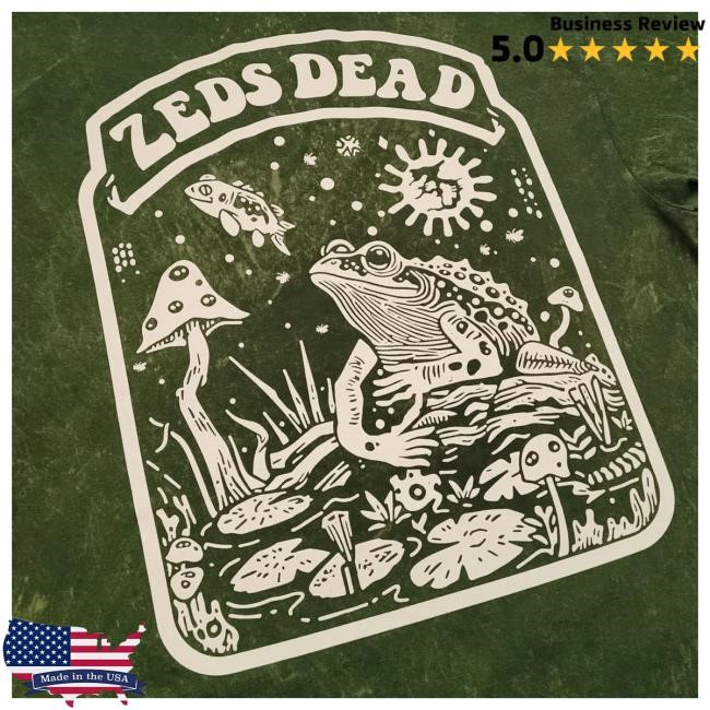 Zeds Dead Official Shop Merch Store Zeds Dead - Frog Noizes Green Mineral Wash Shirts