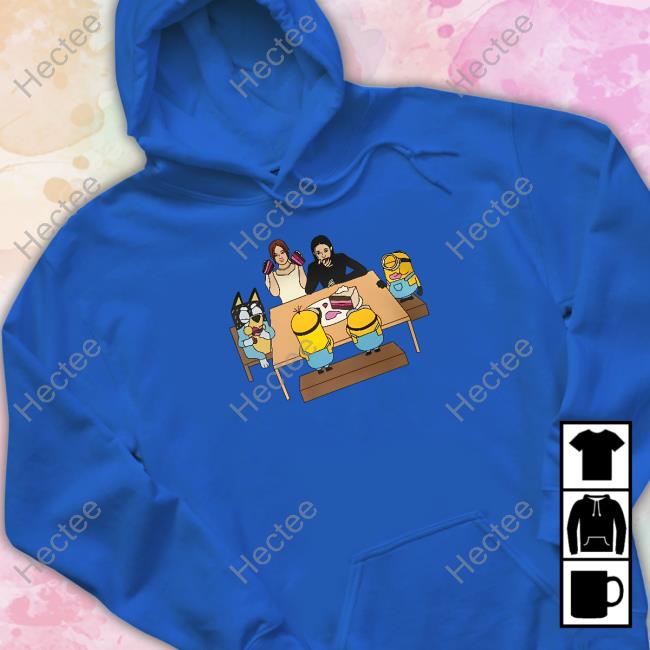 Irene And Seulgi, Bandit Heeler And 3 Main Minions Sharing A Four Layer Ice Cream Cake Shirt Cotton Prompt Merch