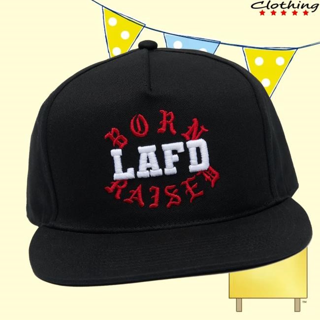 Trending Bornxraised Merch Store Born X Raised + Lafd Station Rocker Snapback Black bucket hat