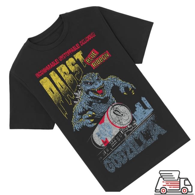Pabst Blue Ribbon Merch Store Shop Godzilla Runaway Pbr Train Black Tee Shirt