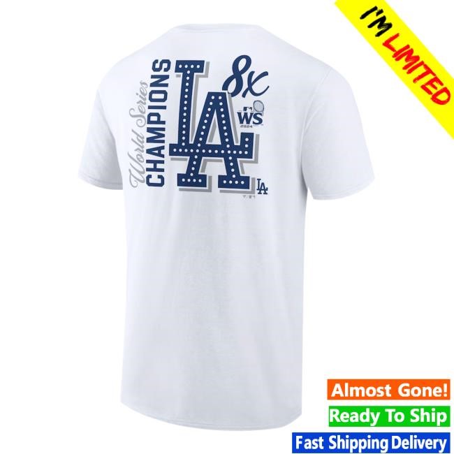 Los Angeles Dodgers White 8-Time World Series Champions Youth T Shirt