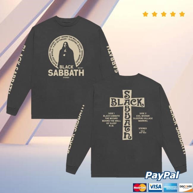 Black Sabbath Official Store Self Titled Track List Sweatshirt