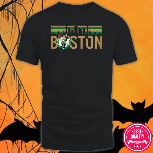 Official Black Boston Celtics Downtown Boston Rowan Pullover Hooded Sweatshirt