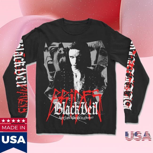 Official Black Veil Brides Merch Bleeders Splatter Longsleeve Hooded Sweatshirt