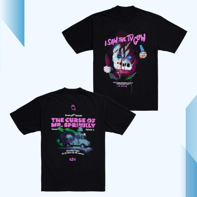 A24 Films Merch Store I Saw The Tv Glow Puff Print Mr. Sprinkly Funny Shirt