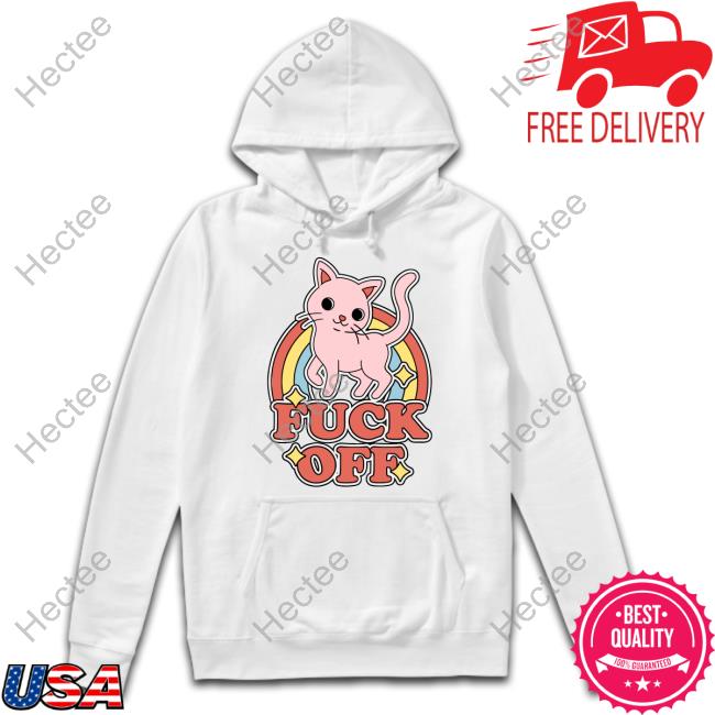 Jure Wearing Fuck Off Rude Offensive Cat Kitten Rainbow Anti-Social Shirts