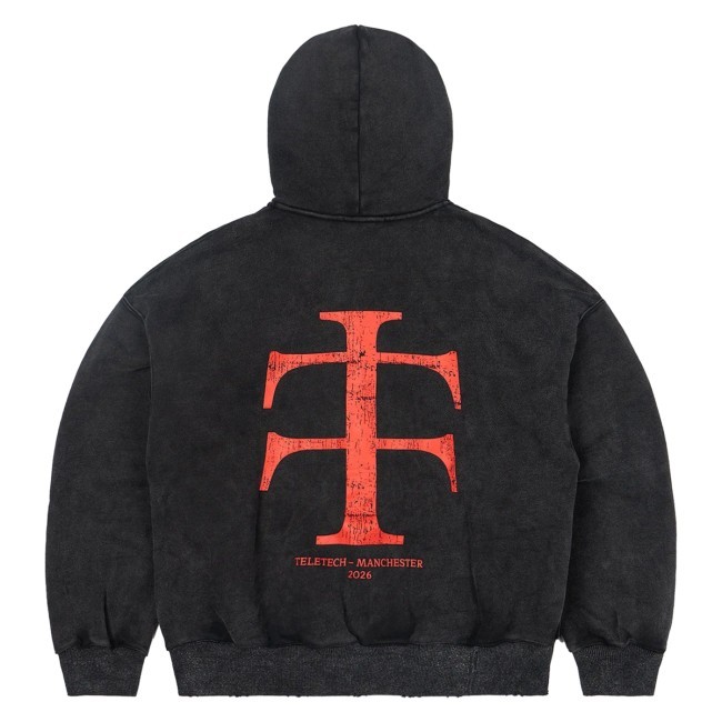 Teletech Merch Store Red Black Hardcore Ultra-Heavy Hooded Sweatshirt