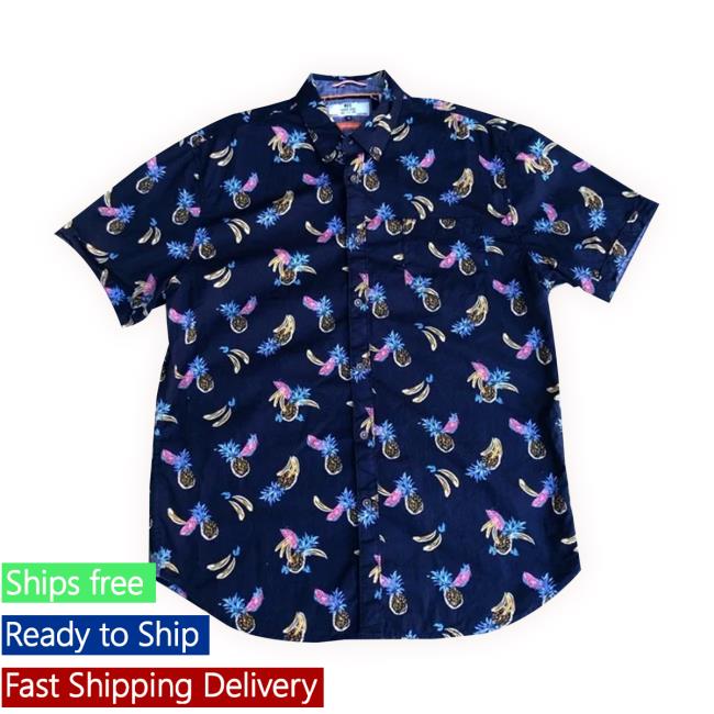 Official Mbx Premium Goods Fruit Prints Vacation 100% Cotton Navy Mens Hoodie