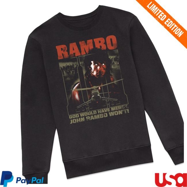 Trending Zavvi Merch Store Rambo 3 No Mercy Sweatshirt - Black t-shirt, hoodie, tank top, sweater and long sleeve t-shirt