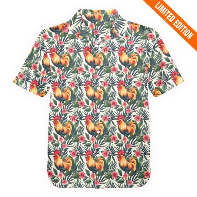 Chicken Floral Flowers Beach Red Blue Vintage Aloha Hawaii Retro Tropical Plus Size Pocket Guys Button Up Down New Shirt