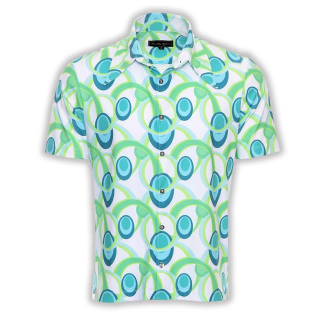 Mens 70S Aqua Green Retro Print Geo Aqua Lava Tank Top
