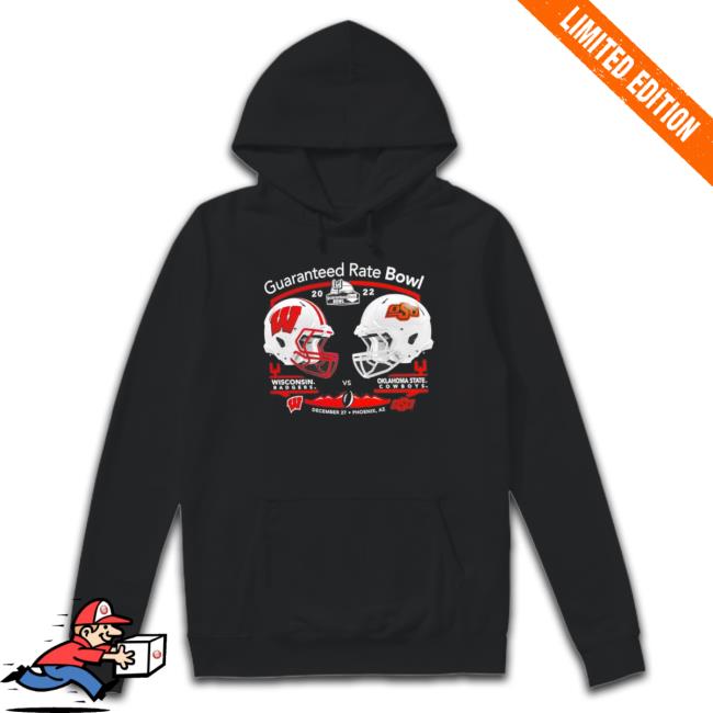Official Wisconsin Badgers Vs Oklahoma State Cowboys 2022 Guaranteed Rate Bowl Hemet Matchup Sweatshirts