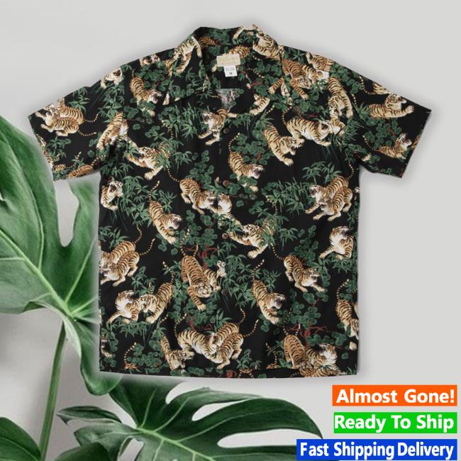 Lot As08 Ukiyo-E Tiger & Bambo Pattern Aloha Navy Sweatshirt