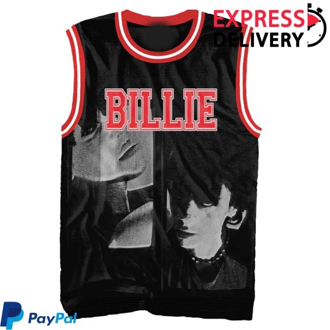 Billie Eilish Red And Black Jersey Crewneck Sweatshirt