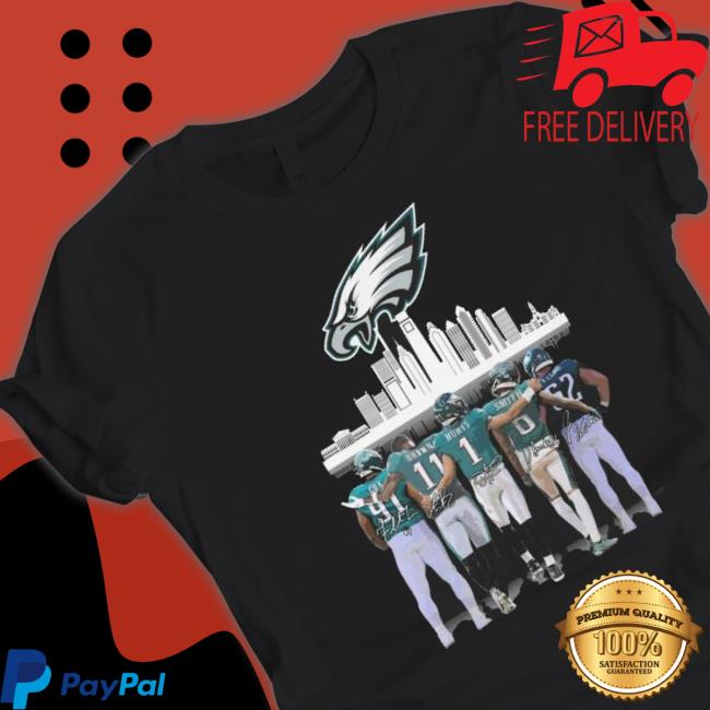 Philadelphia Eagles City Cox Brown Hurts Smith And Jason Kelce Signatures Crewneck Sweatshirt