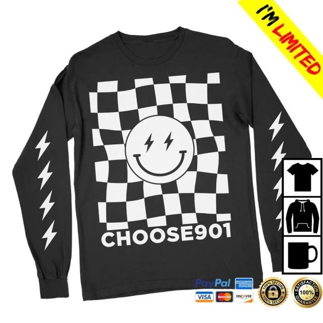 Choose901 Merch Shop Choose901 Lightning Smiley Long Sleeve Long Sleeve Shirt