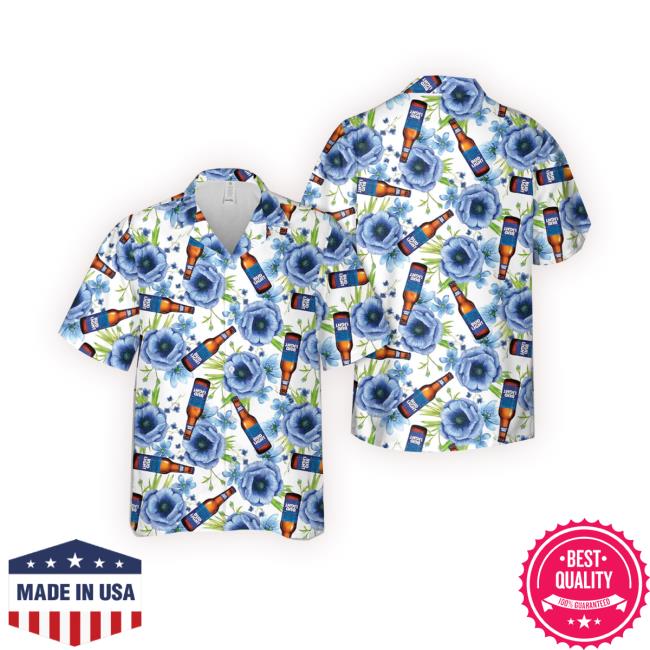 Bud Light Bottle Floral Hawaiian T-Shirt