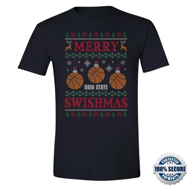 Trending Gobuckeyes Merch Store Ohio State Buckeyes Merry Swishmas Hooded Sweatshirt