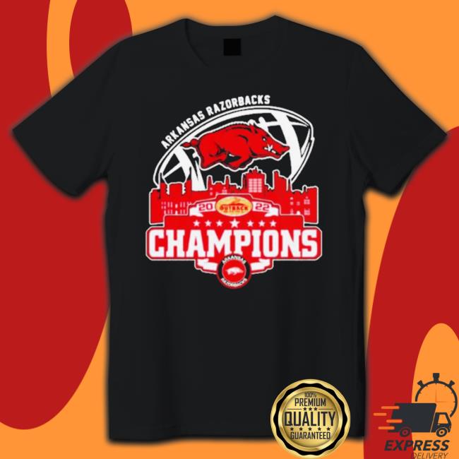 Arkansas Razorbacks Logo Dukes Bowl City 2022 Champions T-Shirt