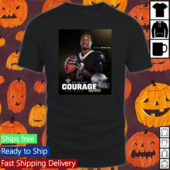 Official New Orleans Saints Jameis Winston Ed Block Courage Award Team Winner Sweatshirts