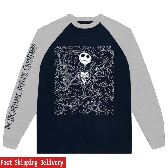 Official Eyesore Merch Store The Nightmare Before Christmas 'Jack Crowd' (Blue & Grey) Long Sleeve Shirt