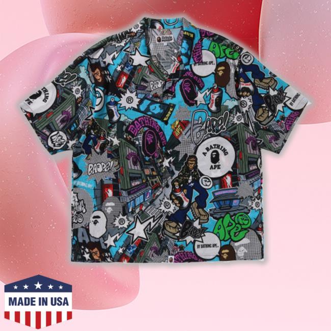 Comic Art Open Collar Hawaiian Shirts