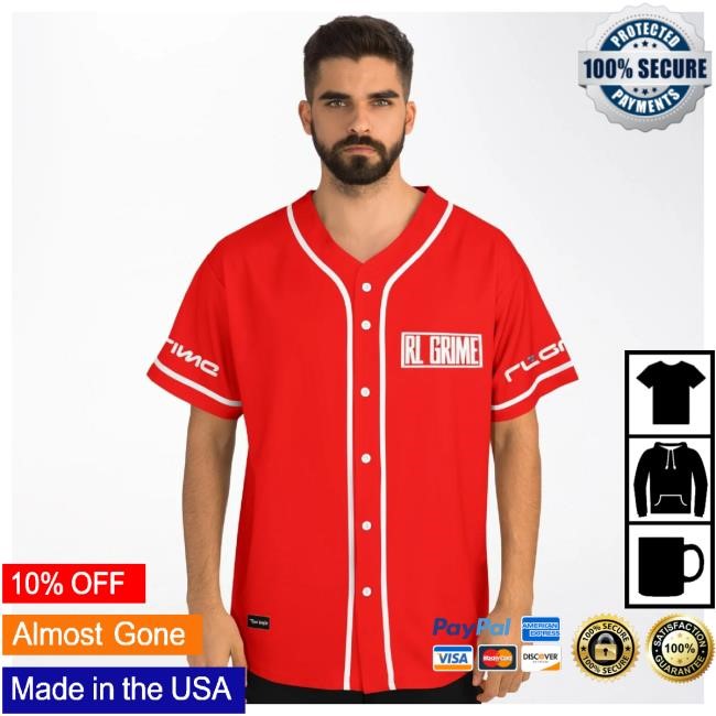 Original Rl Grime Red And Black Futuristic Baseball Jersey T-Shirt Rave Bonfire Shop Merch Store