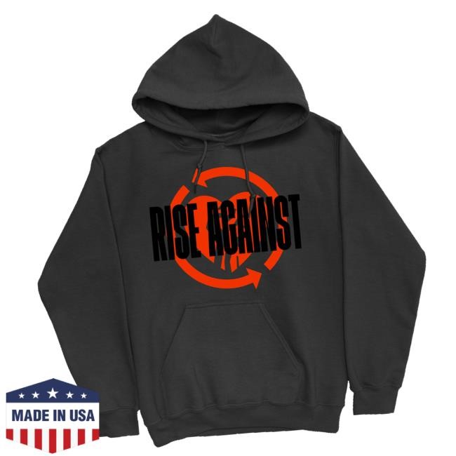 Official Rise Against Merch Store Red Heartfist Label Pullover Hoodie (Black) Sweatshirt