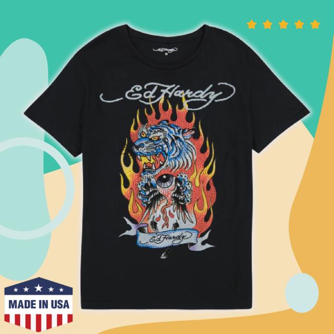 Official Ed Hardy Merch Store Rhinestone Fire Tiger Sweatshirt Edhardyoriginals Shop