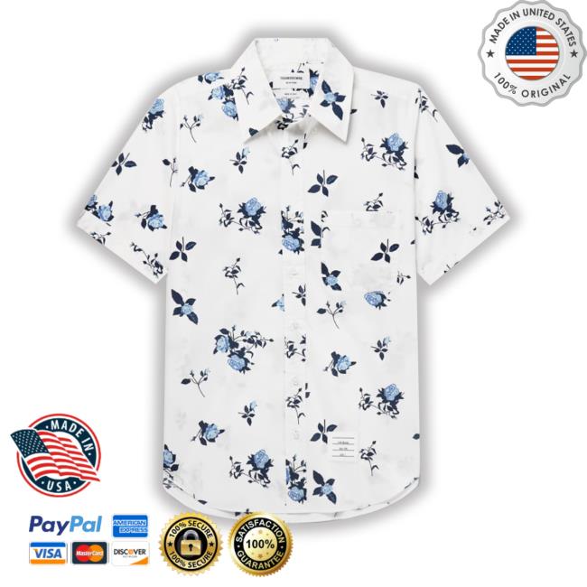 Mrporter Merch Thom Browne Button-Down Collar Floral-Print Cotton-Poplin Shirts