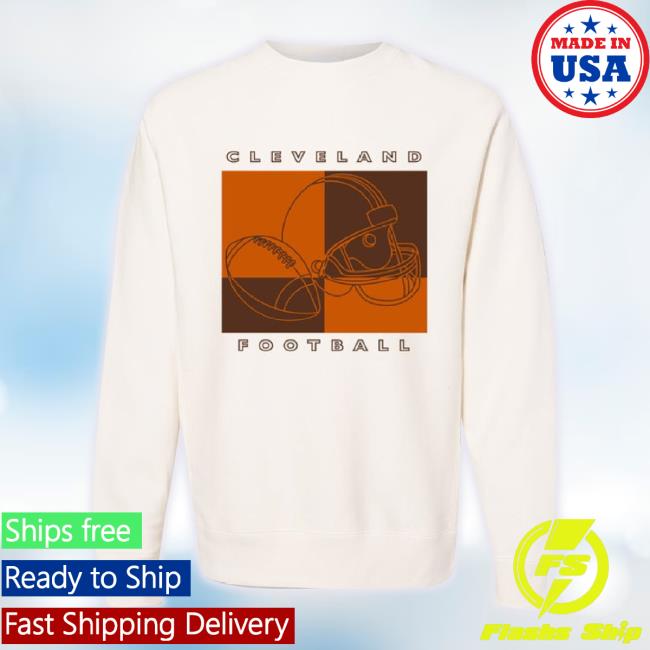 Original Emily Roggenburk Merch Store Cleveland Football Colorblock Crewneck Shirt - Bone Emilyroggenburk Shop