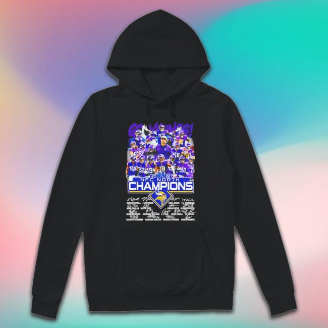 Minnesota Vikings 2022 Nfc North Champions Signatures Sweatshirts Minnesota Vikings 2022 Nfc North Champions Signatures Tee Shirt