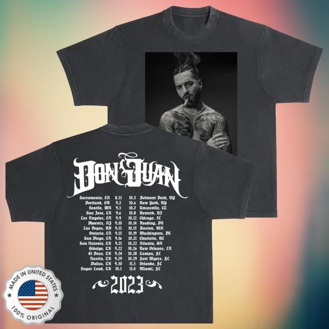 Shop Maluma Merch Don Juan Photo Tour Vintage Black Long Sleeve Shirt