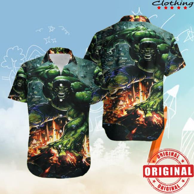 Official Angry Elegance Hulks Fierce Style In Human Made Aloha Shirts Outfit For Men