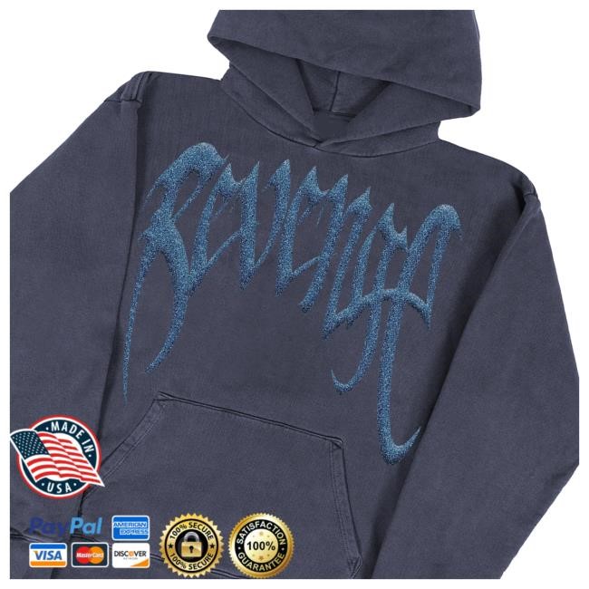 Revenge Merch Store Glitter Arch Logo Treated Vintage Navy Shirts